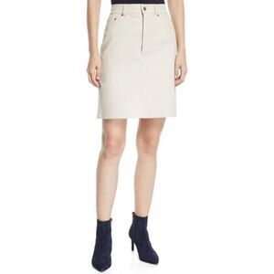 HELMUT LANG Five-pocket Leather Skirt In Flax Cream Size 0